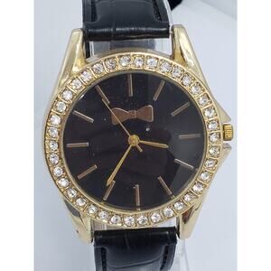 Jessica Carlyle Men's dress watch. Black face, jeweled bevel. 9270 Working watch